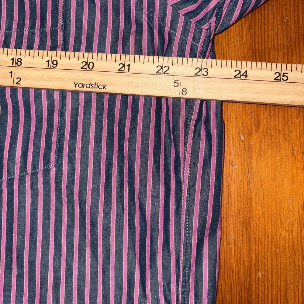 Men's Ted Baker Button Down Shirt Navy Blue‎ & Fuchsia Pinstripe Long Sleeve